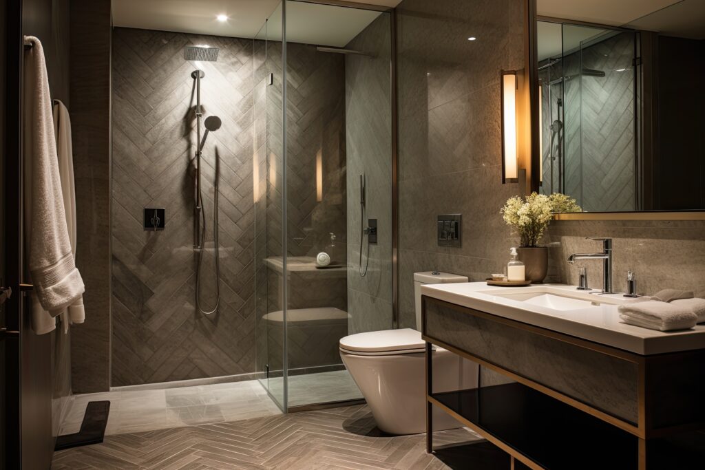 Bold Geometric Bathroom - Bathroom Renovations with DCON Renovations